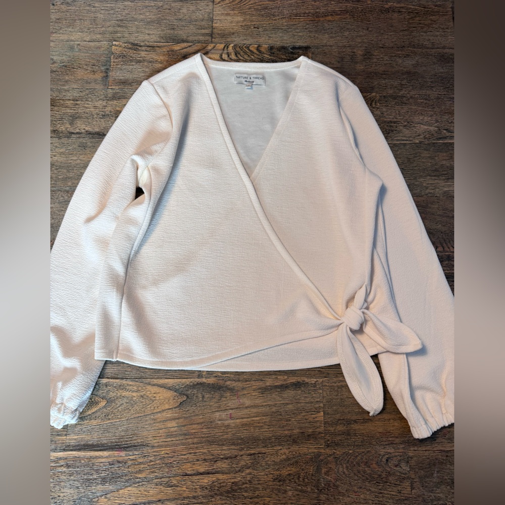 Madewell Texture & Thread Cream Wrap Blouse